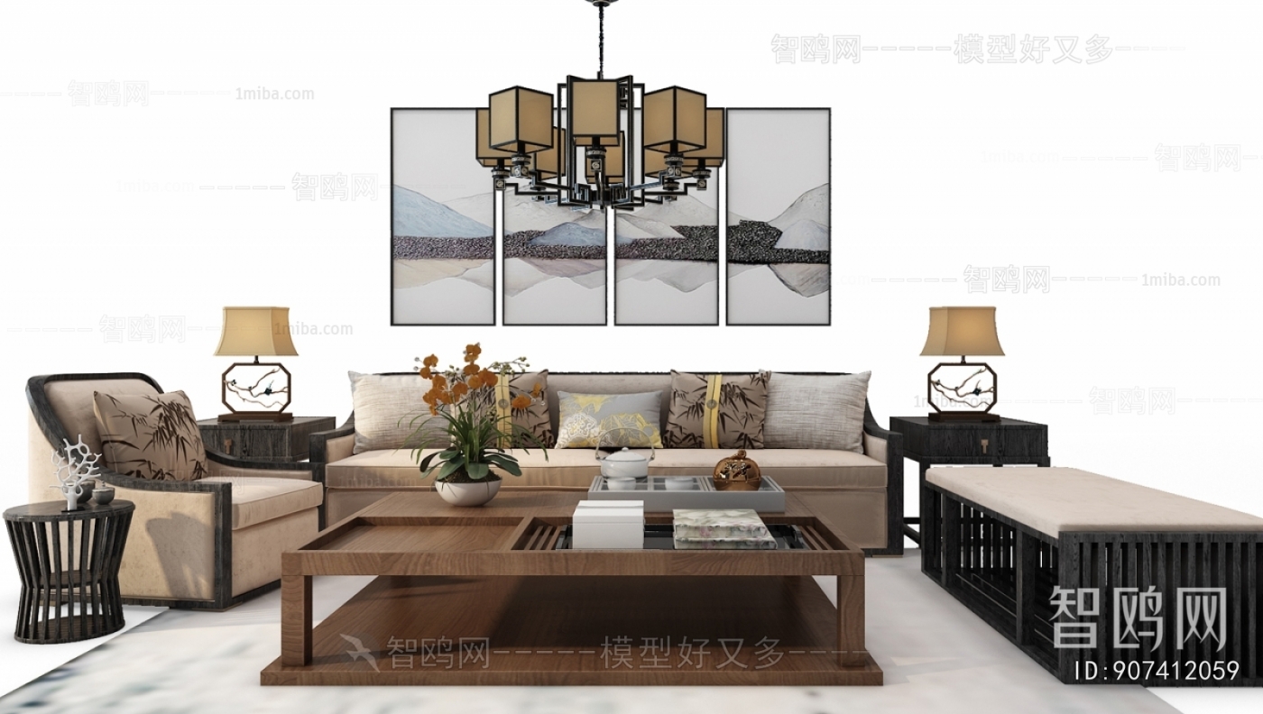 New Chinese Style Sofa Combination