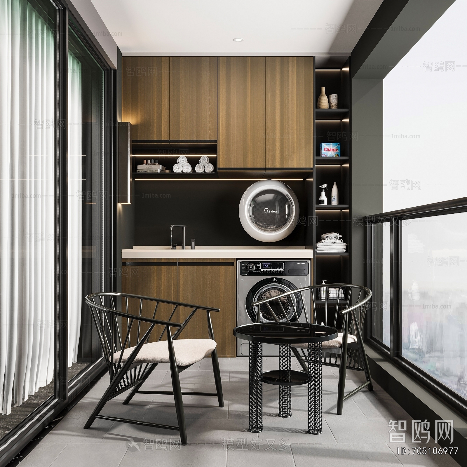 Modern Balcony Laundry Room