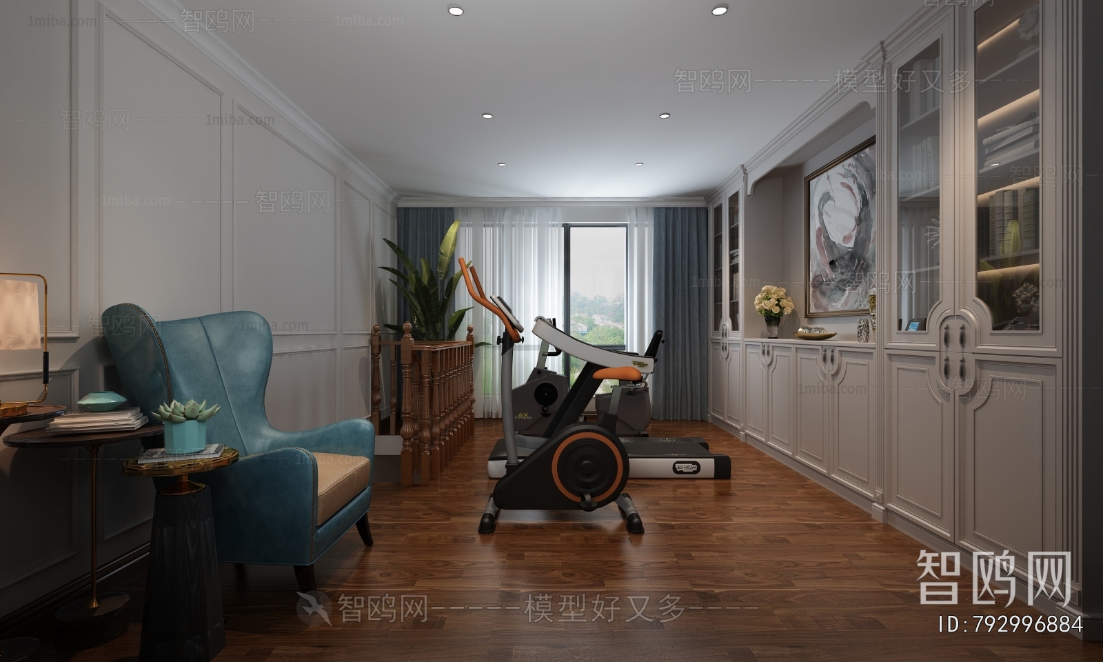 Simple European Style Home Fitness Room