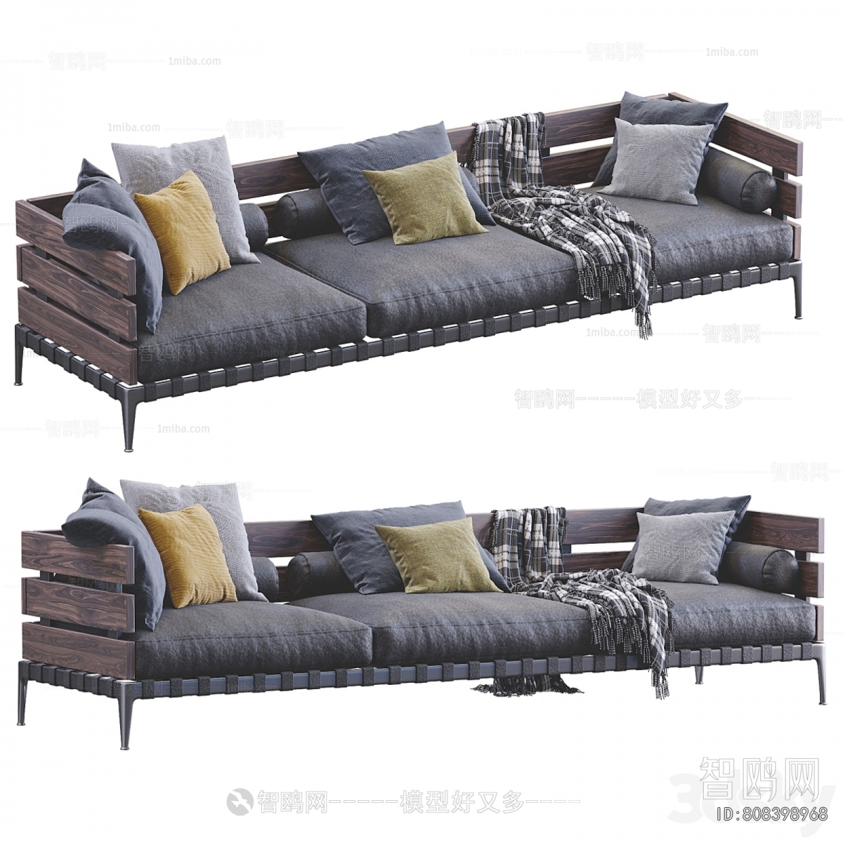 Wabi-sabi Style Three-seat Sofa