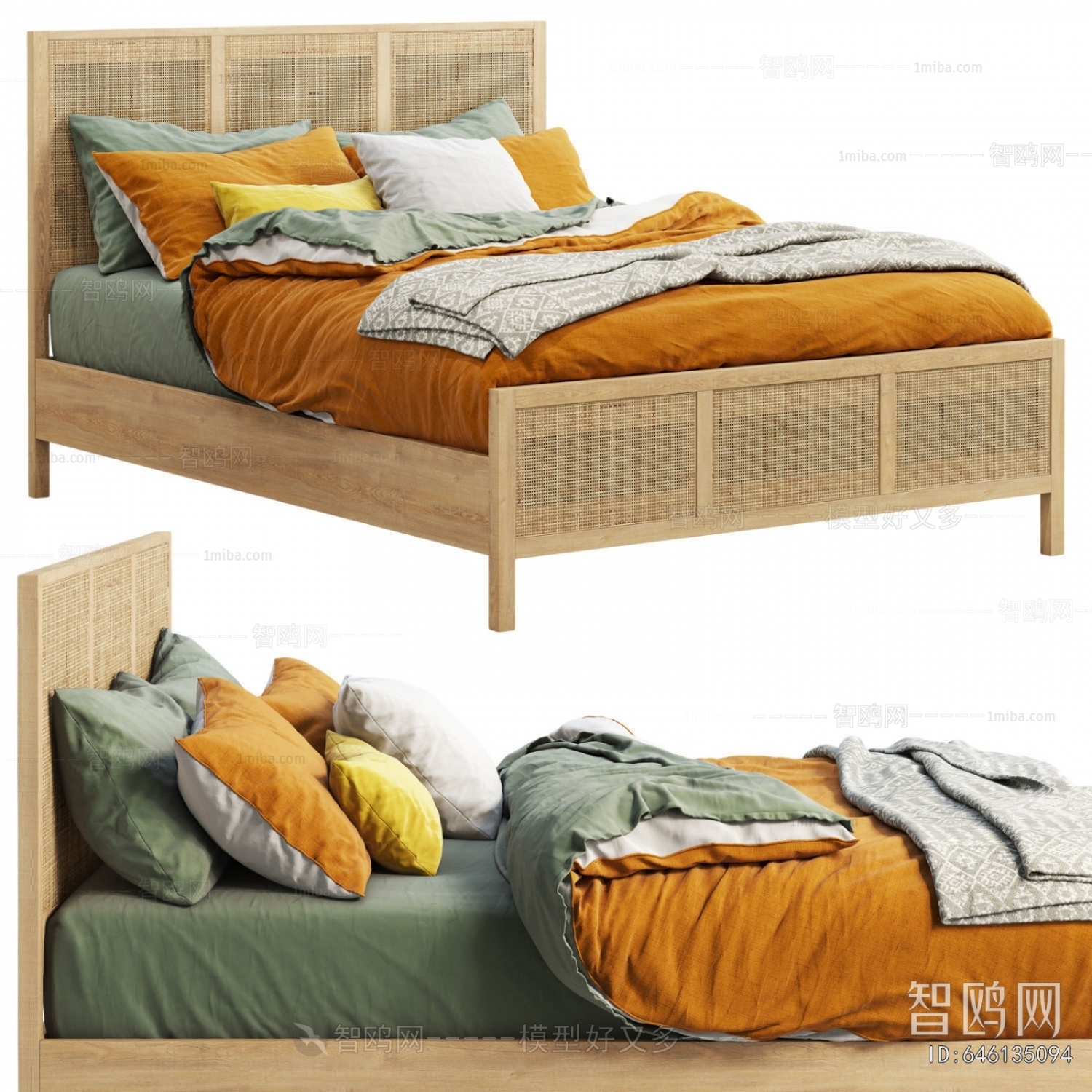 Wabi-sabi Style Double Bed