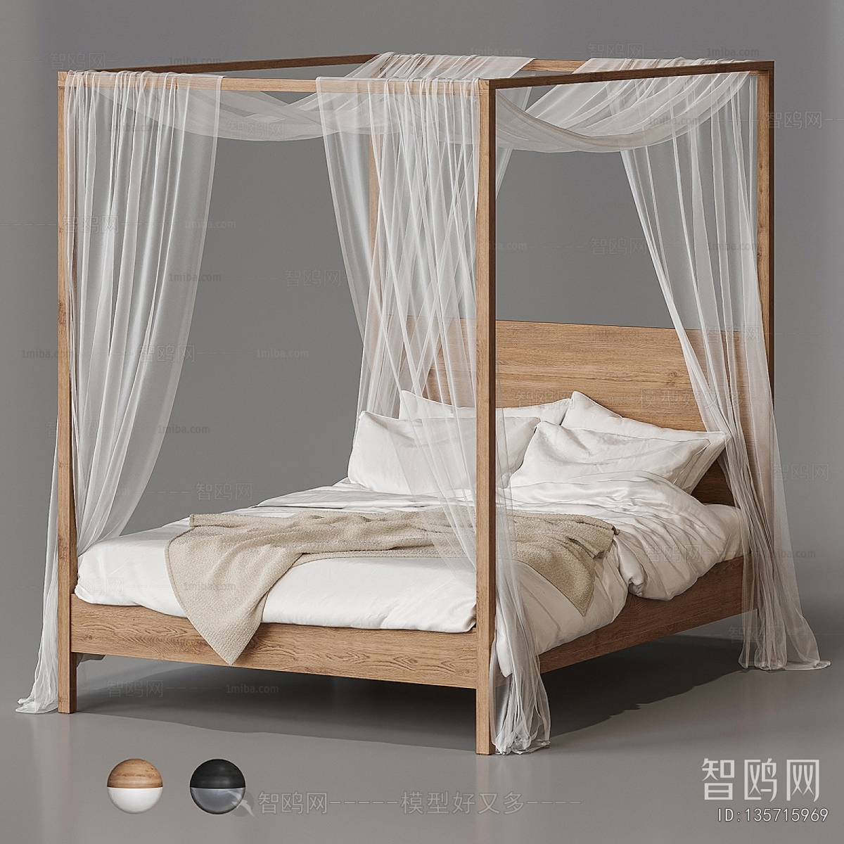 Wabi-sabi Style Double Bed