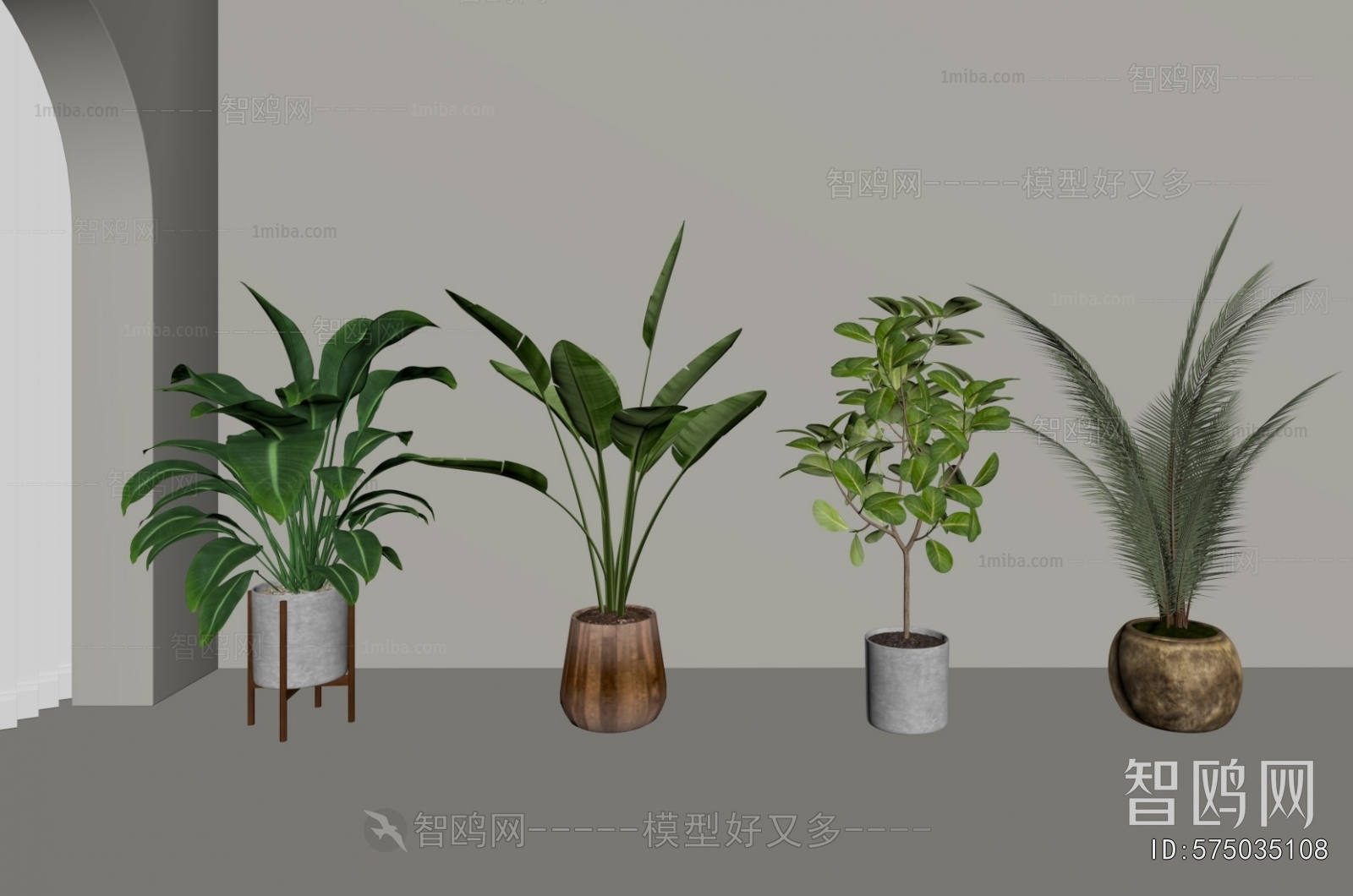 Modern Ground Green Plant Potted Plants