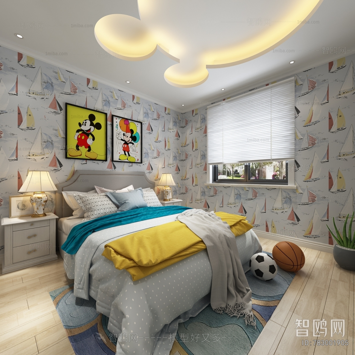 Simple European Style Boy's Room And Son's Room