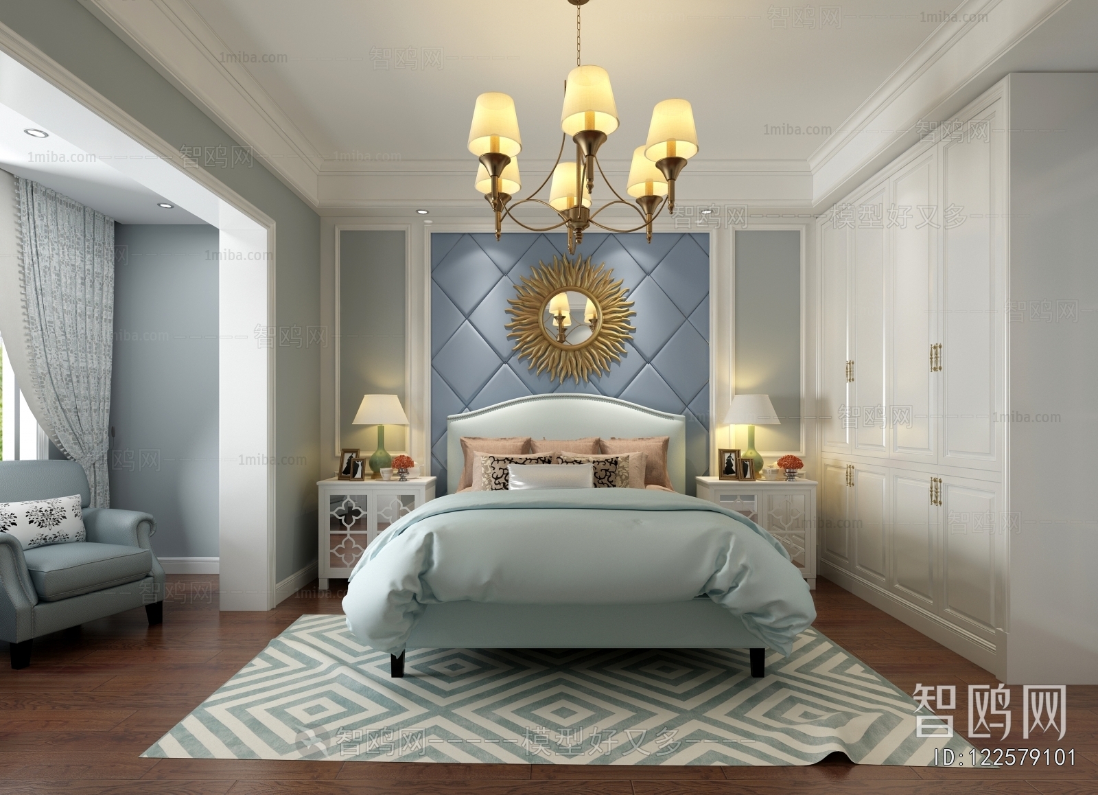 Simple European Style Bedroom