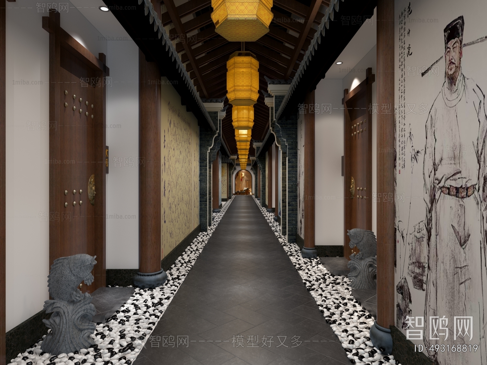 New Chinese Style Chinese Style Corridor