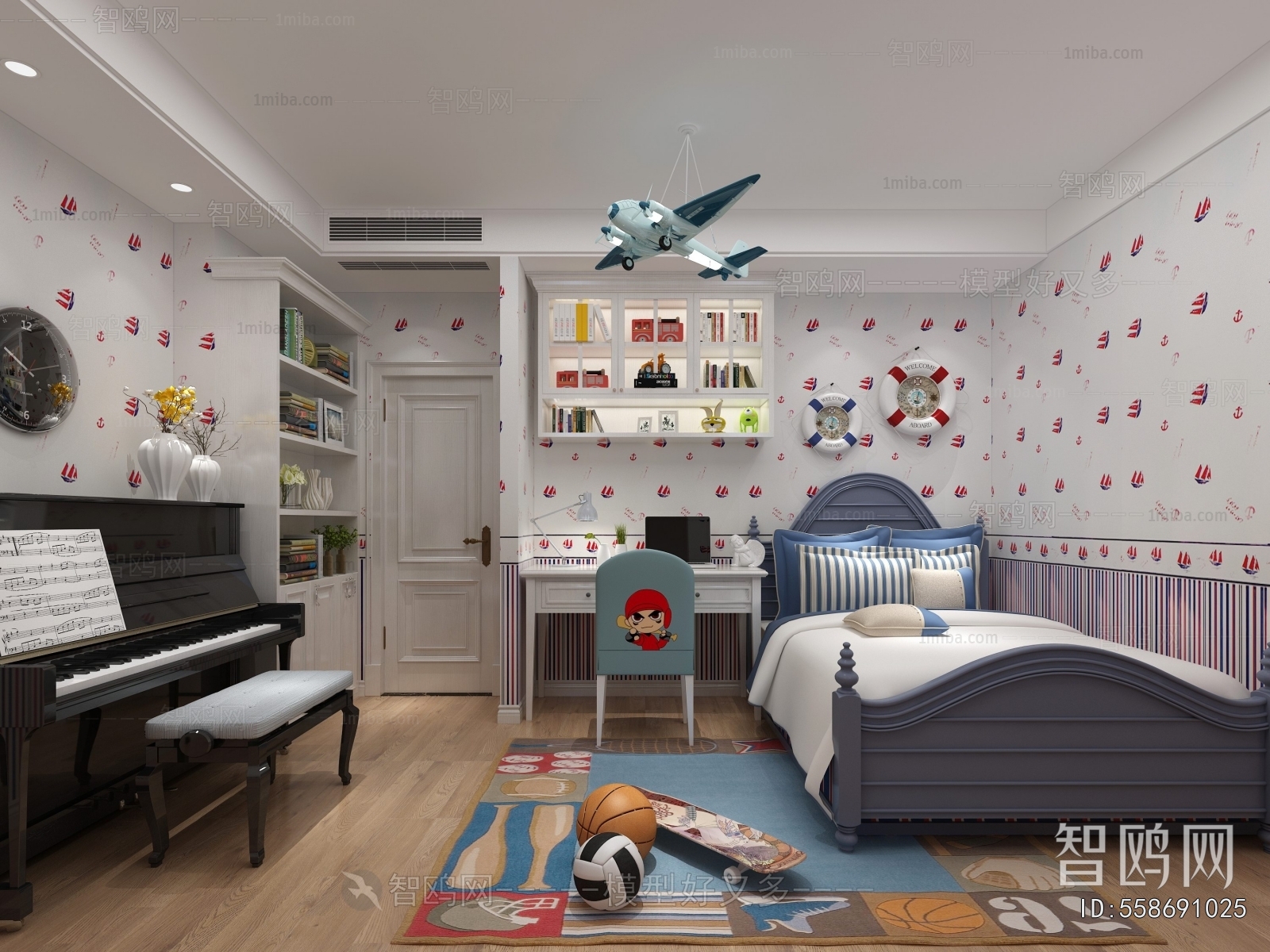 Simple European Style Boy's Room And Son's Room