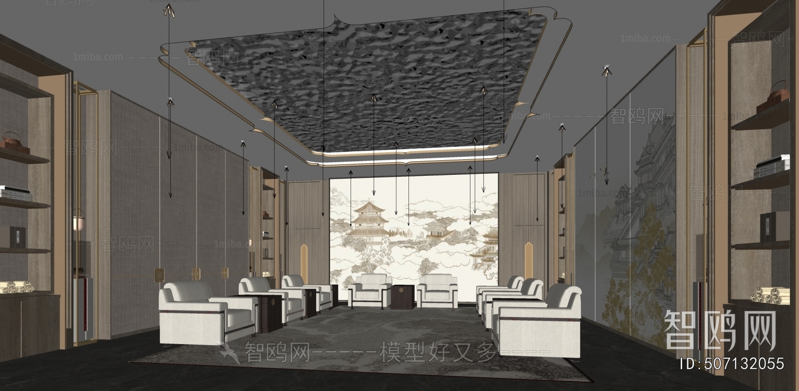 New Chinese Style Office Living Room