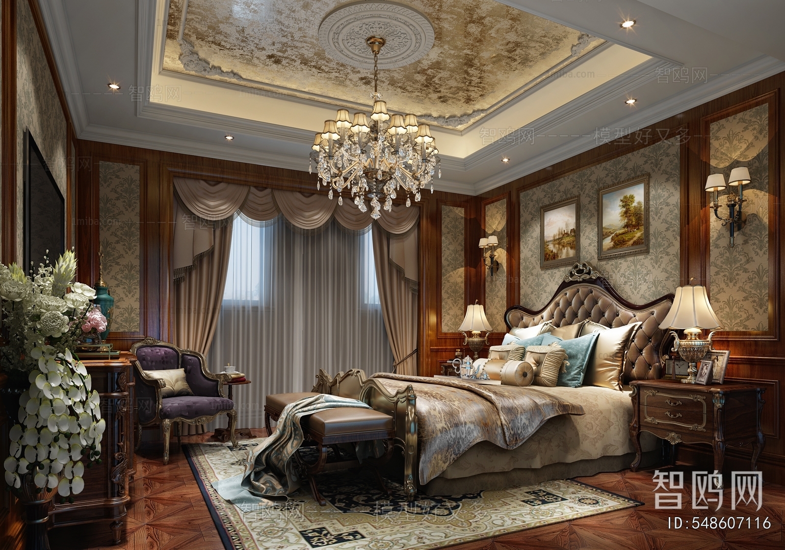 American Style European Style Bedroom