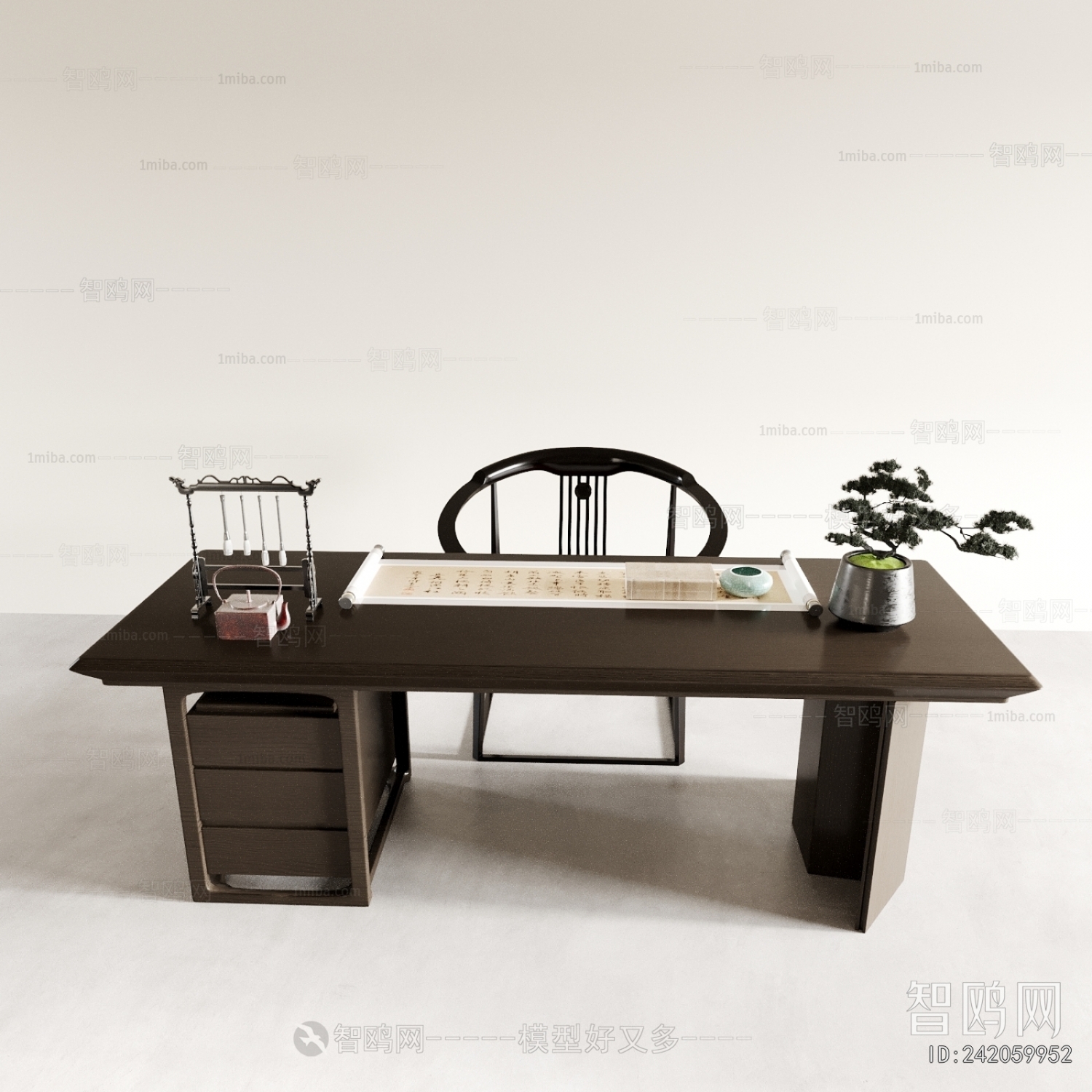 New Chinese Style Computer Desk And Chair