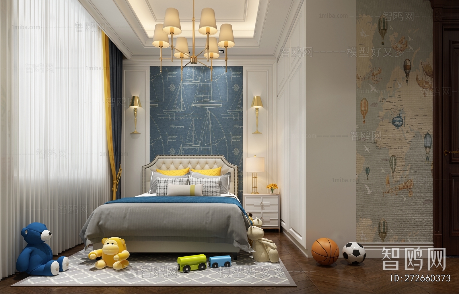 Simple European Style Boy's Room And Son's Room