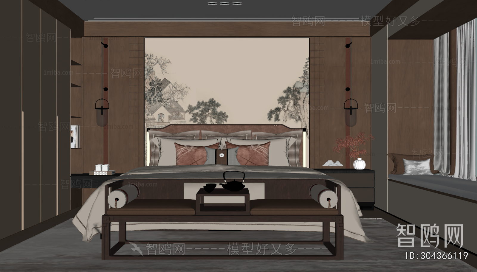 New Chinese Style Bedroom