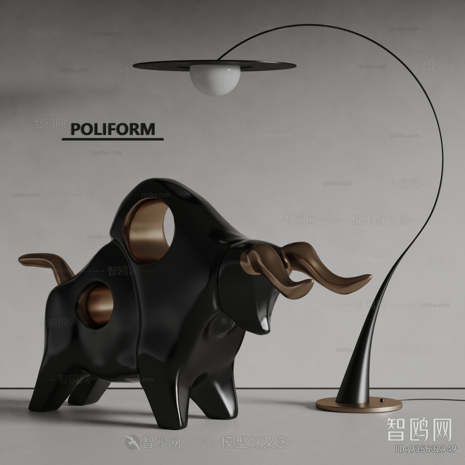 poliform现代牛雕塑