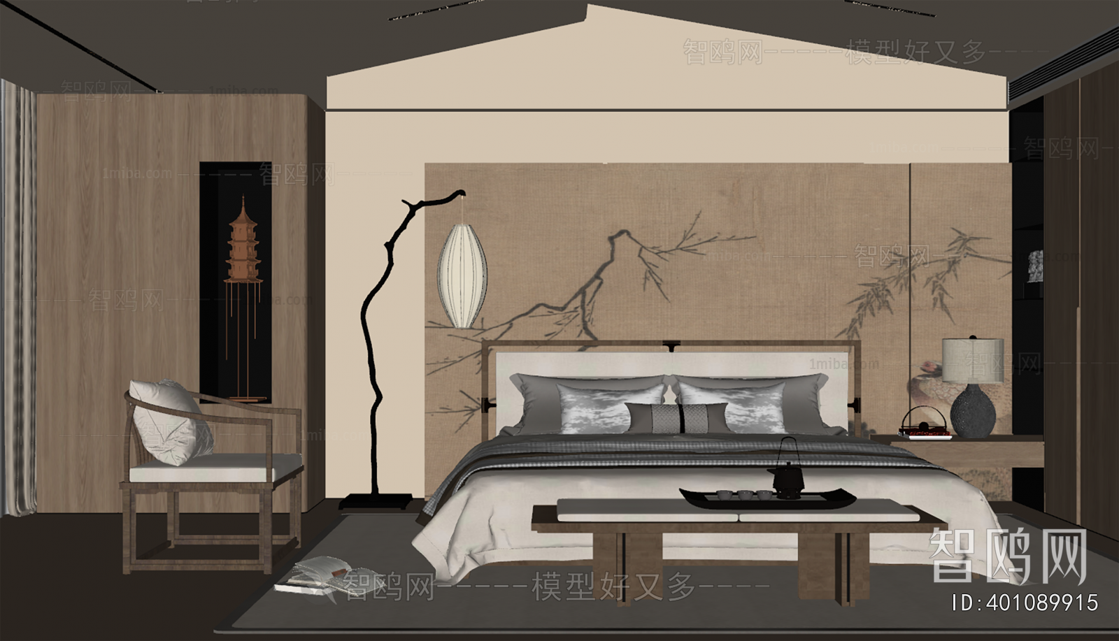 New Chinese Style Bedroom