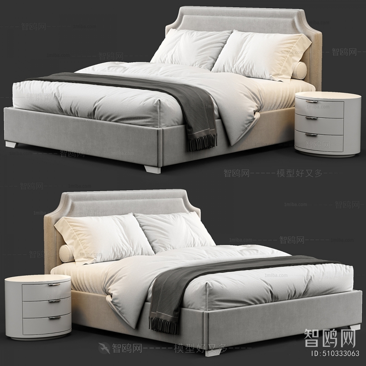 Simple European Style Double Bed