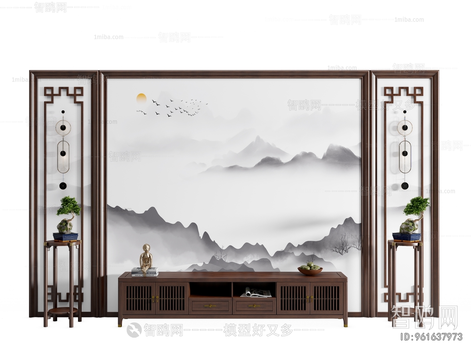 New Chinese Style TV Wall