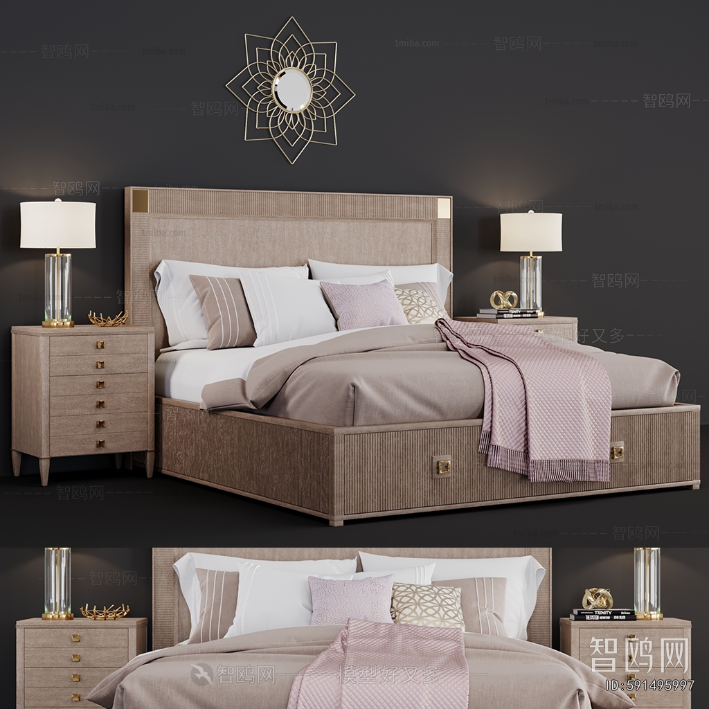 Simple European Style Double Bed