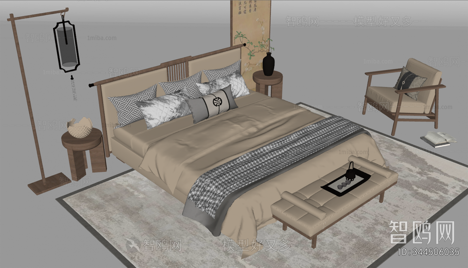 New Chinese Style Double Bed