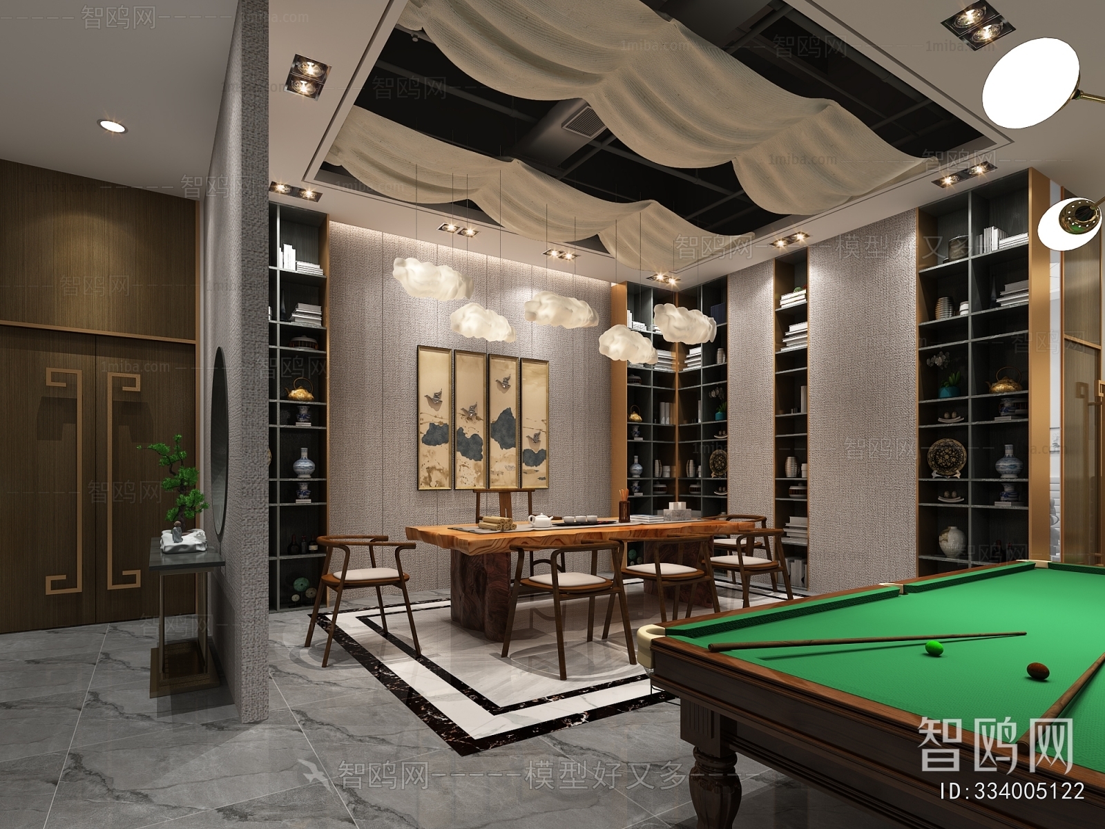 New Chinese Style Staff Recreation Room