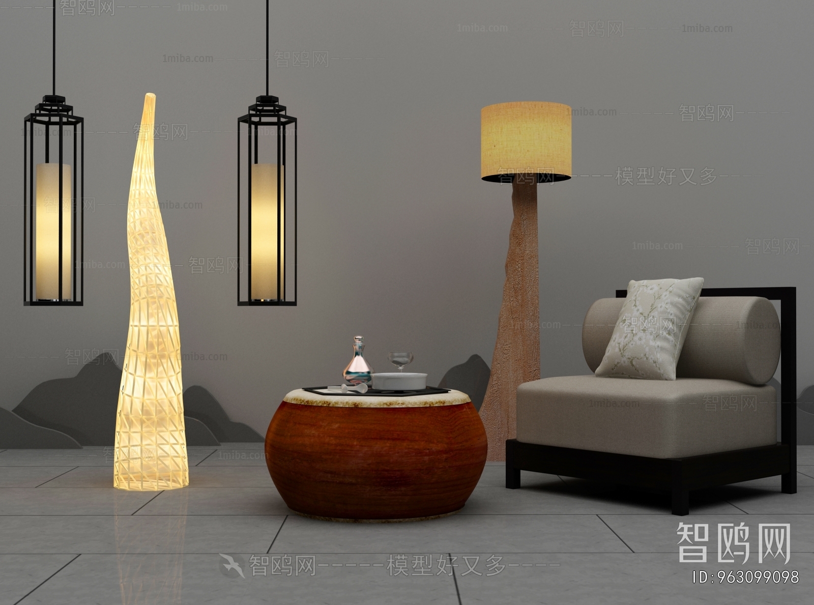 New Chinese Style Floor Lamp