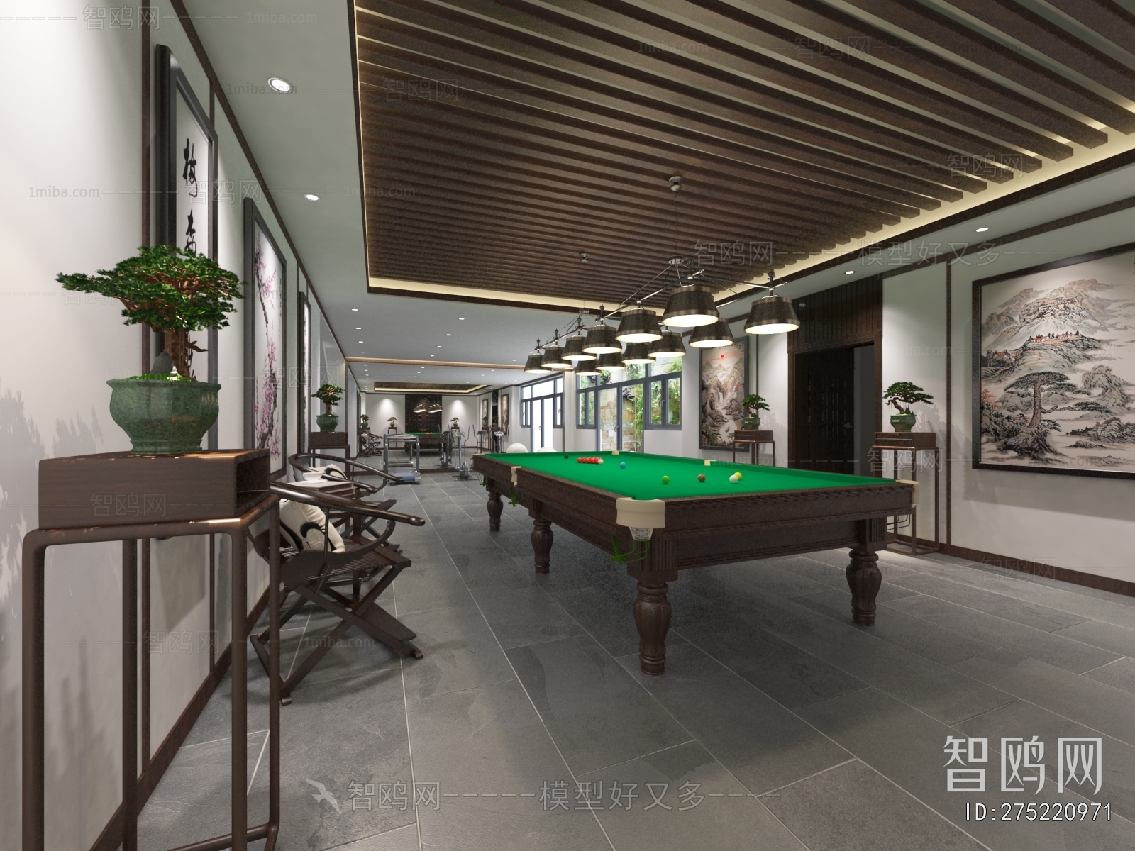 New Chinese Style Billiard Room