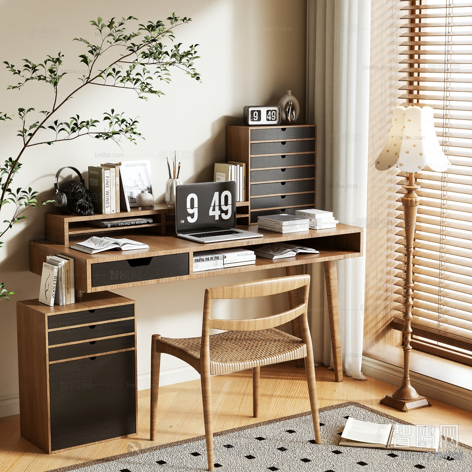 Wabi-sabi Style Computer Desk And Chair