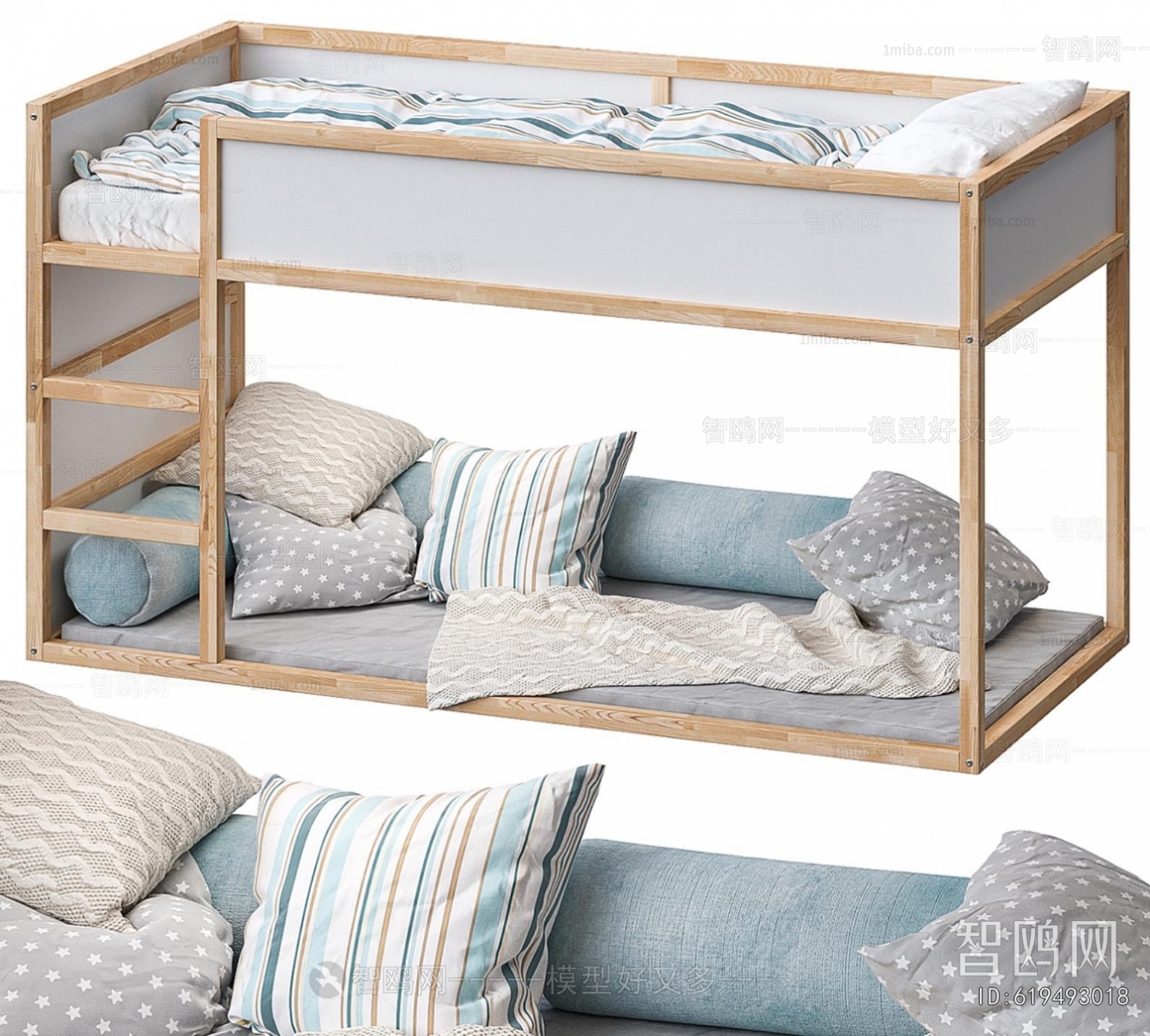 Modern New Chinese Style Bunk Bed