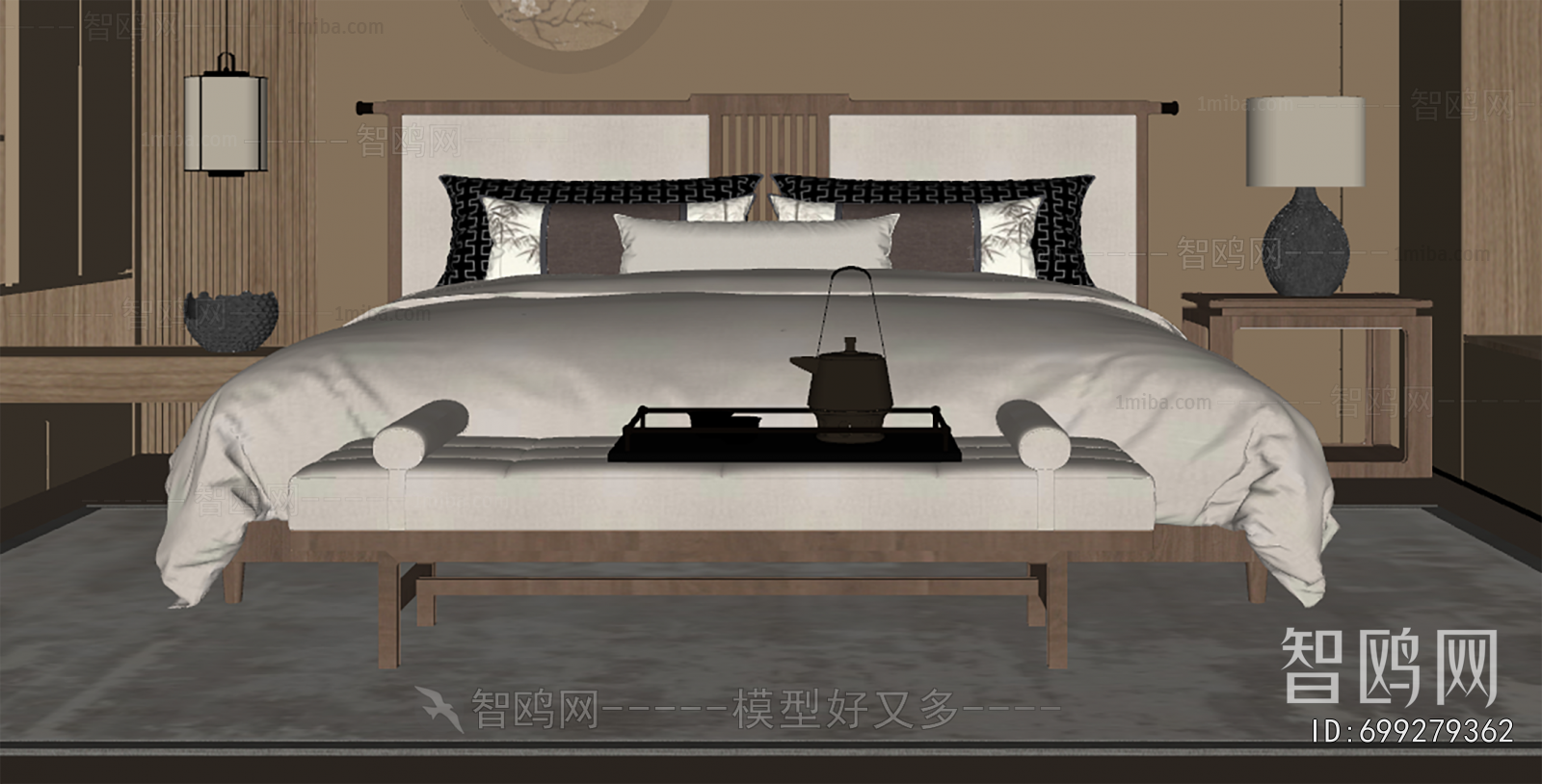 New Chinese Style Double Bed