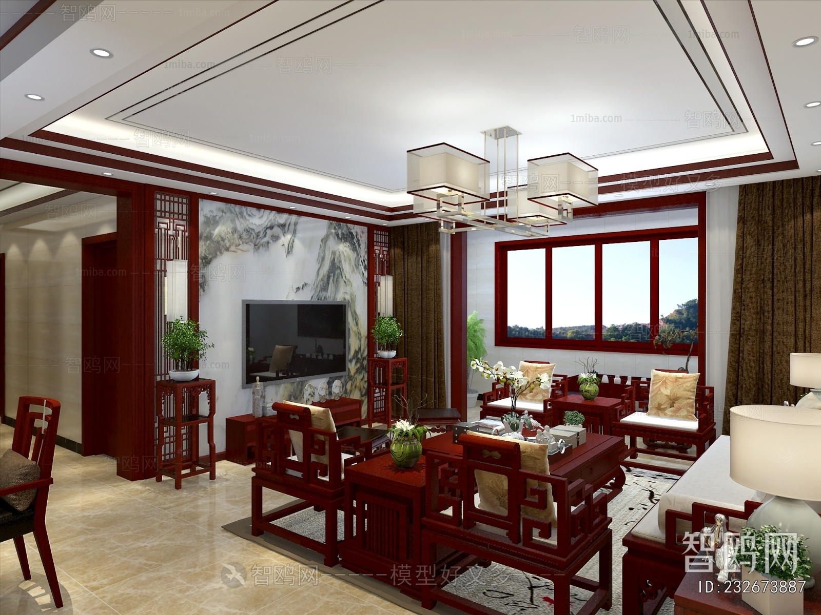 New Chinese Style A Living Room