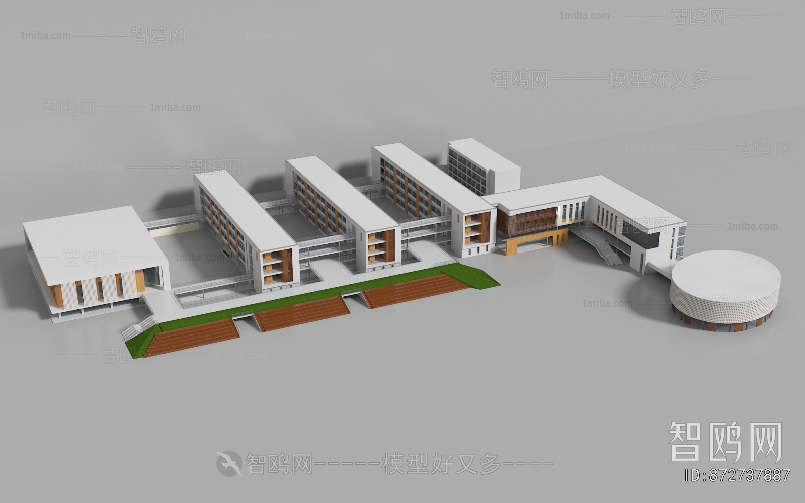 现代学校教学楼建筑组合