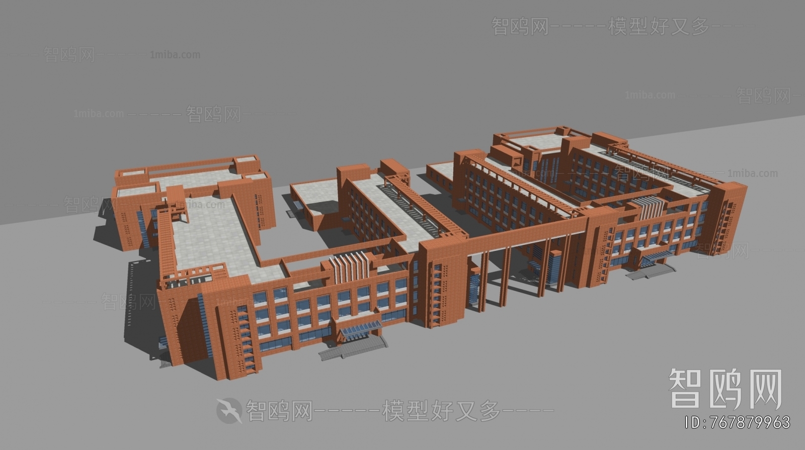 现代学校教学楼建筑组合