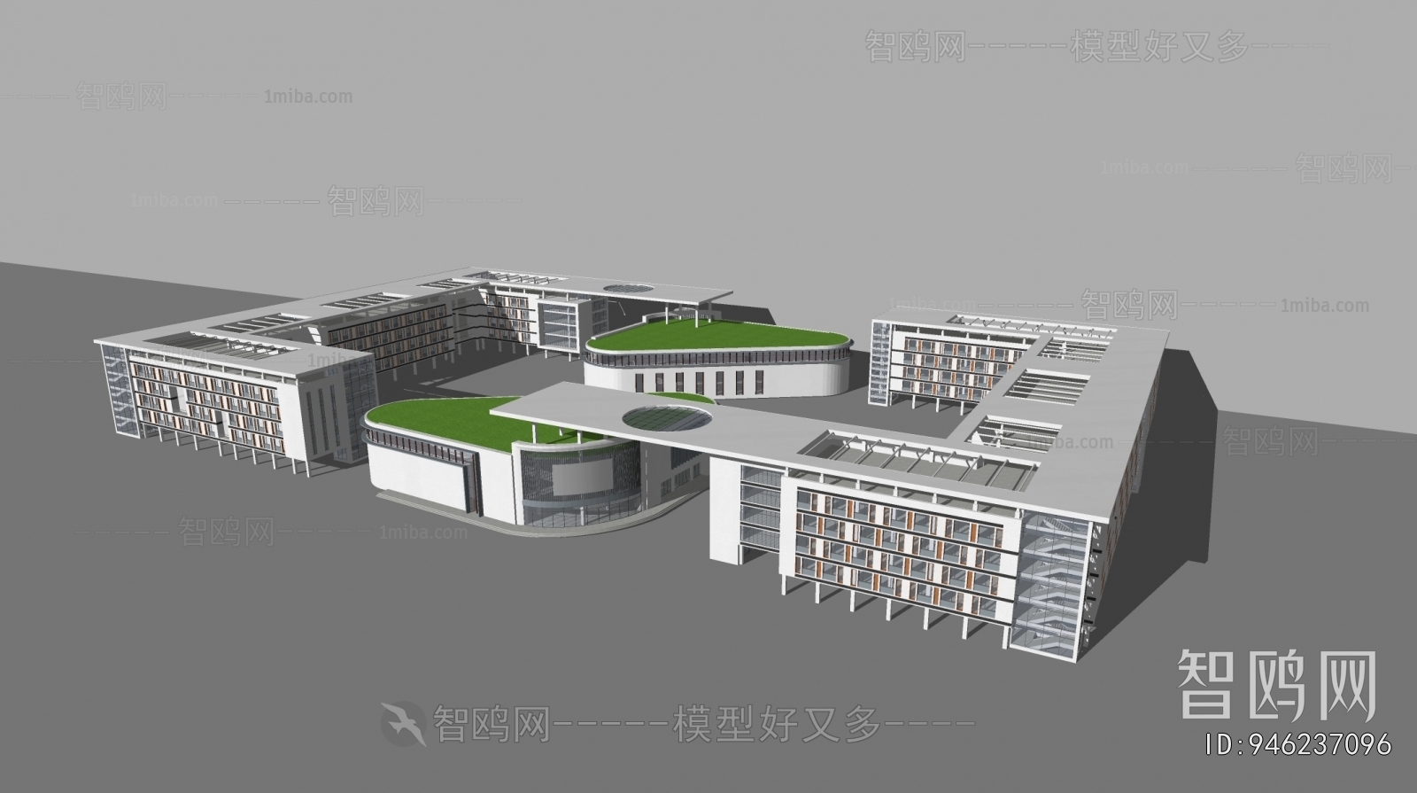 现代学校教学楼建筑组合