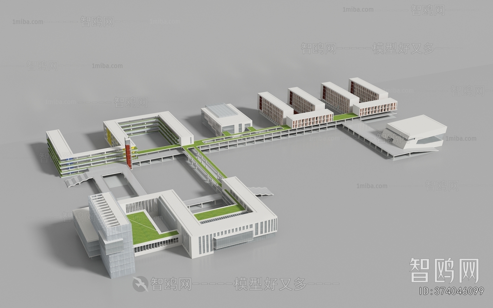 现代学校教学楼建筑组合