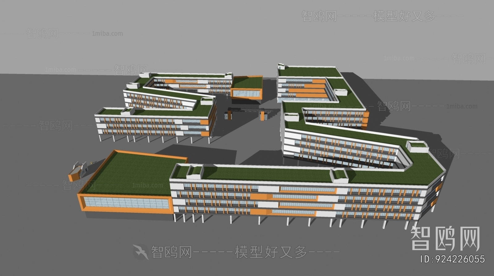 现代学校教学楼建筑组合