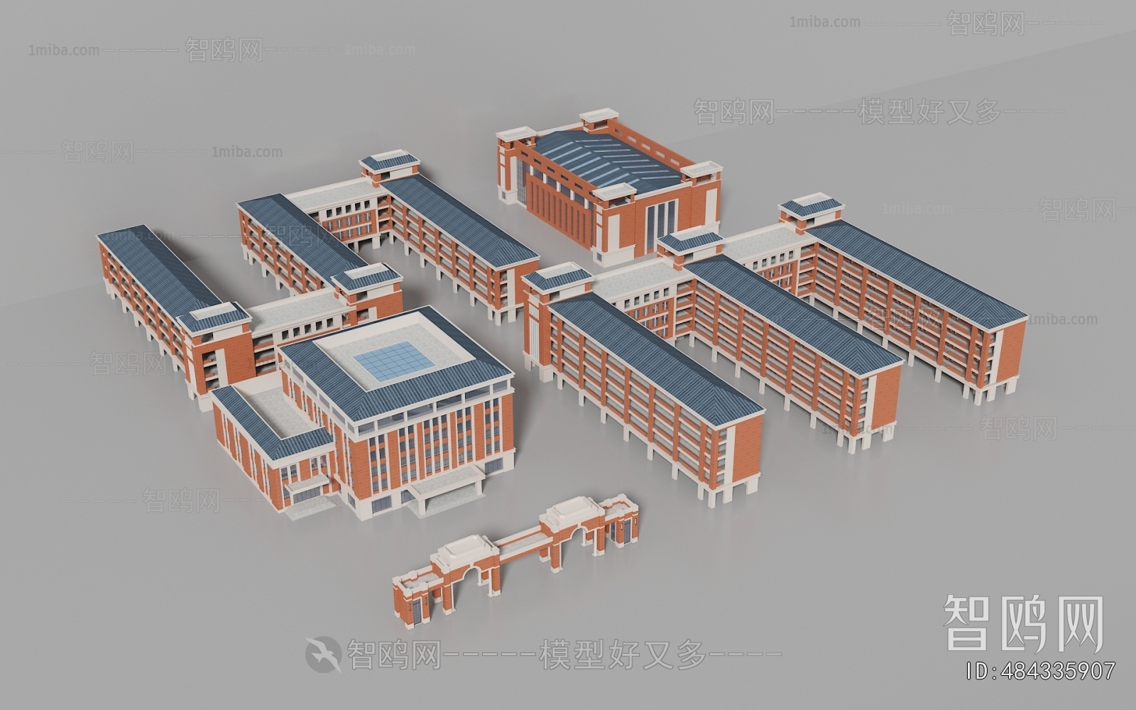 现代学校教学楼建筑组合