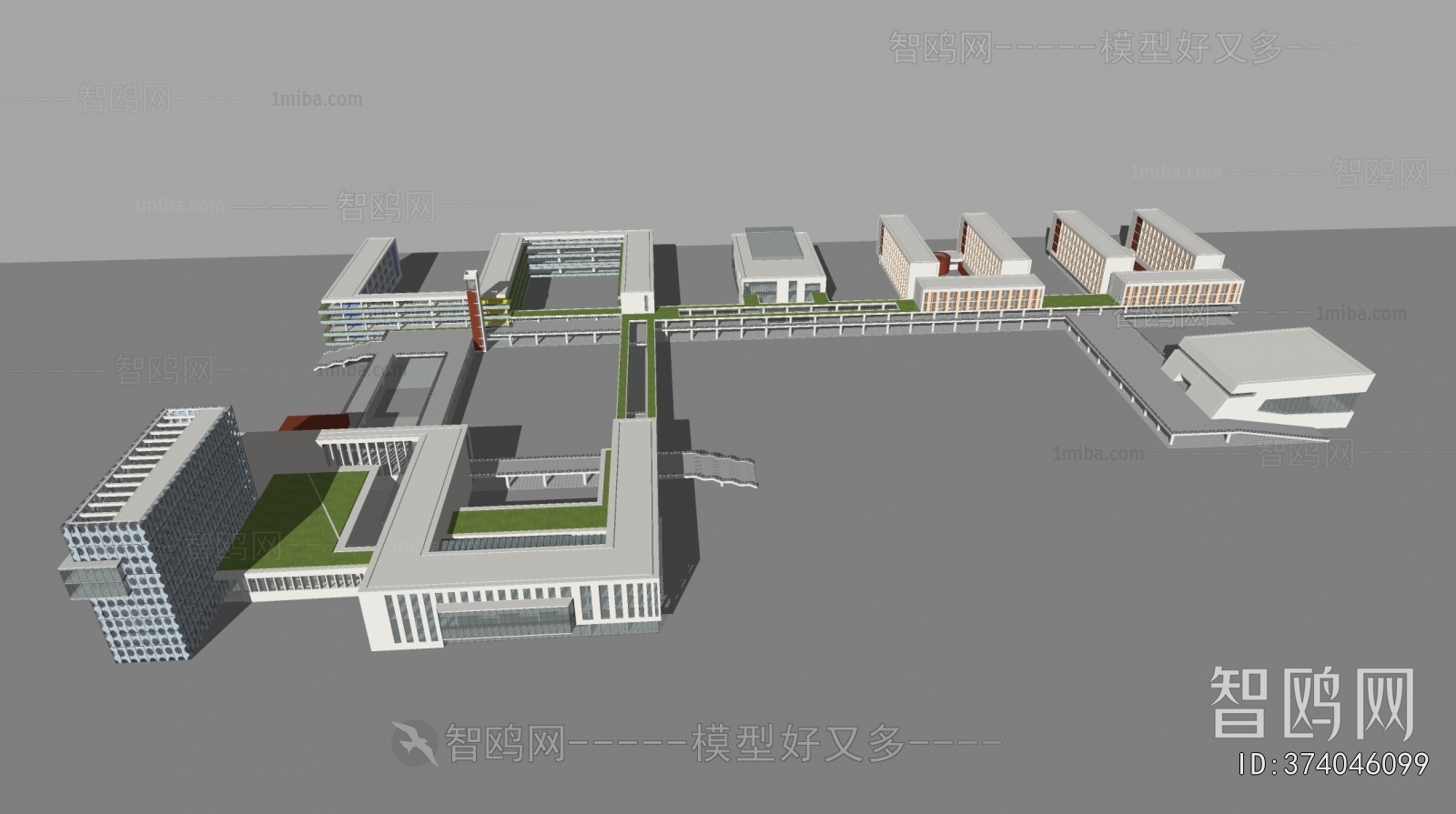 现代学校教学楼建筑组合