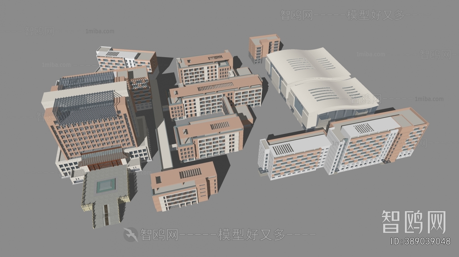 现代学校教学楼建筑组合