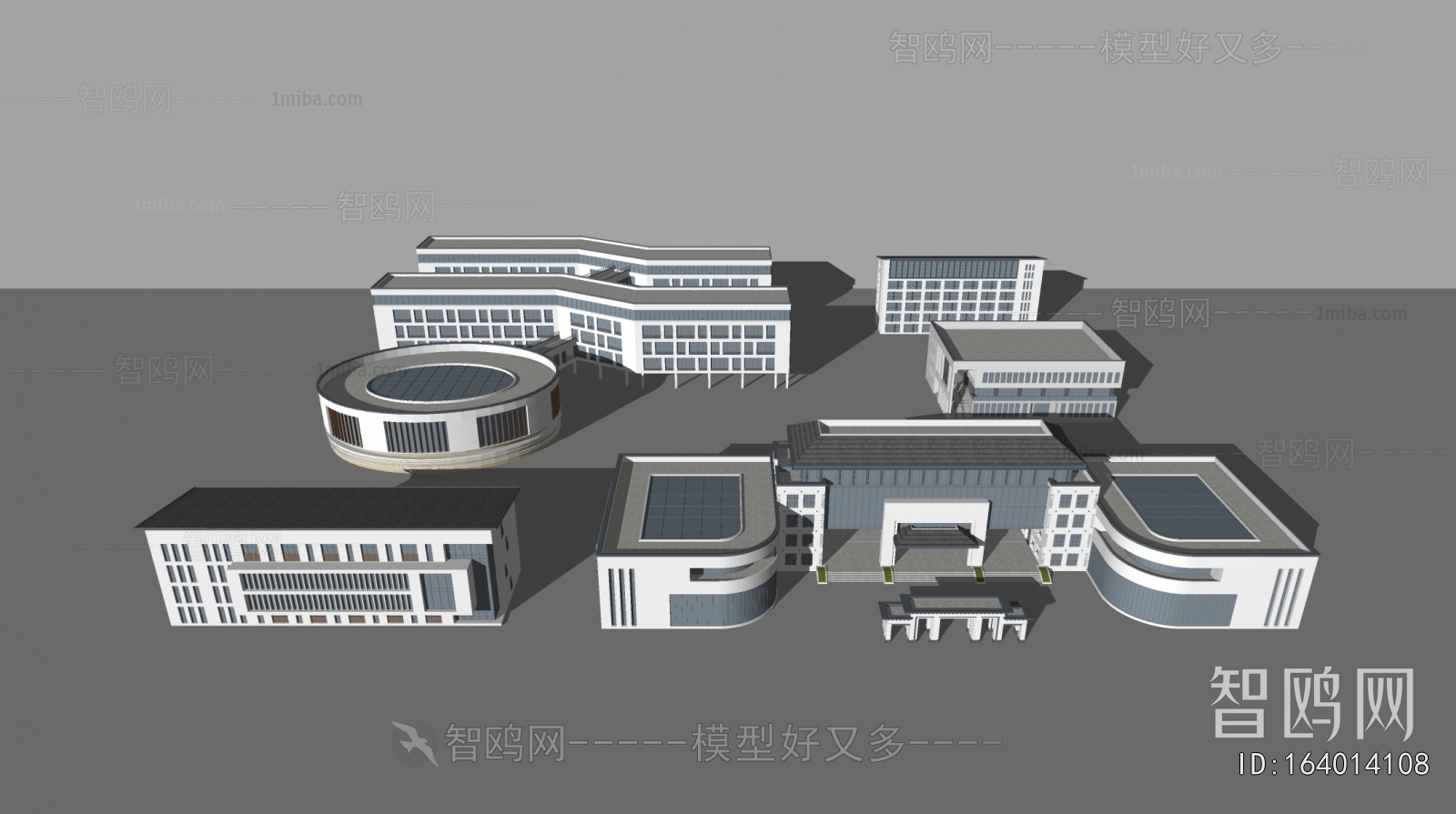 现代学校教学楼建筑组合