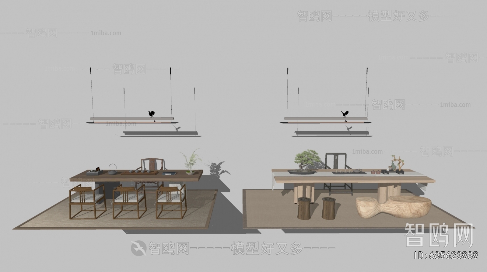 新中式茶桌椅组合