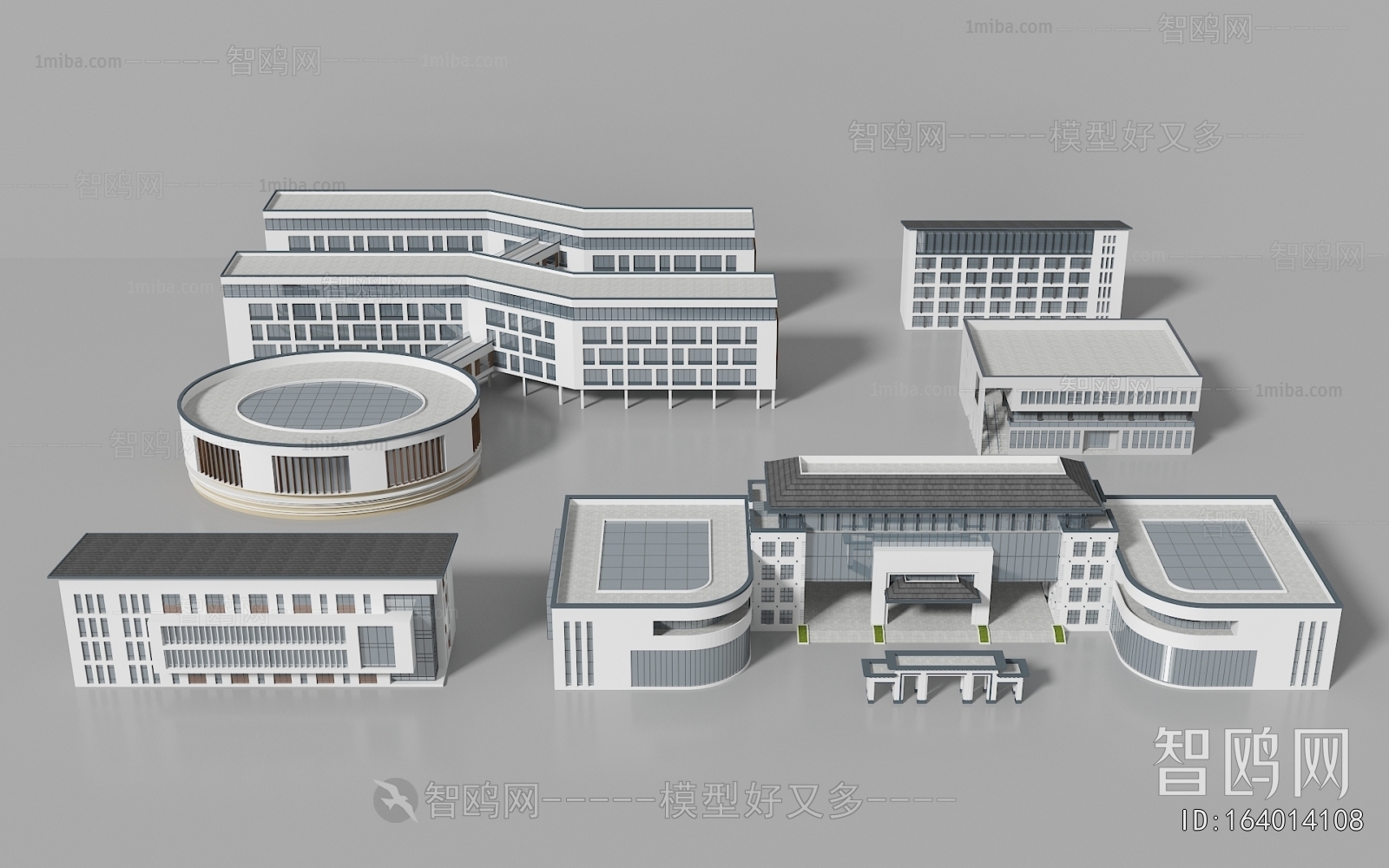 现代学校教学楼建筑组合