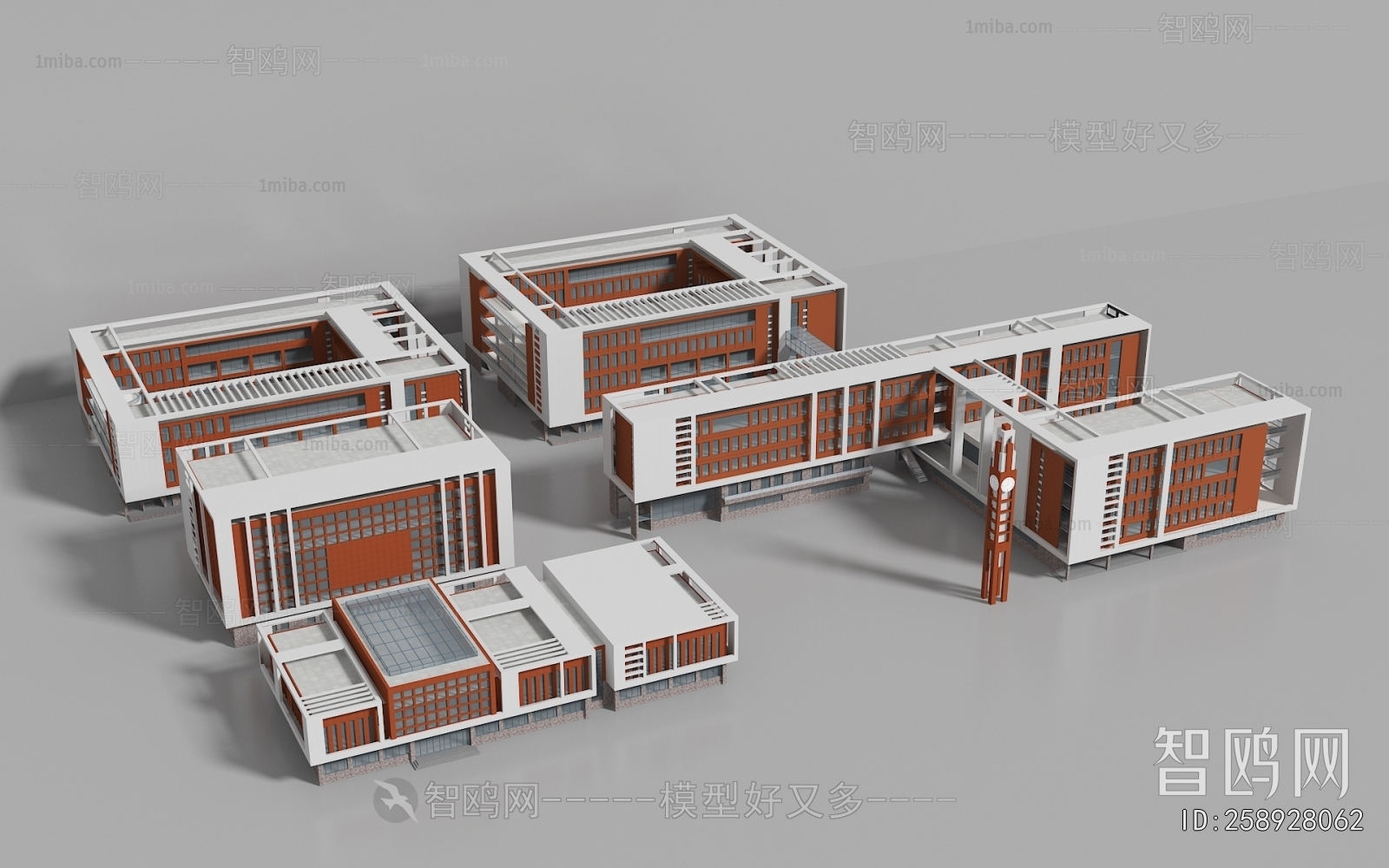 现代学校教学楼建筑组合