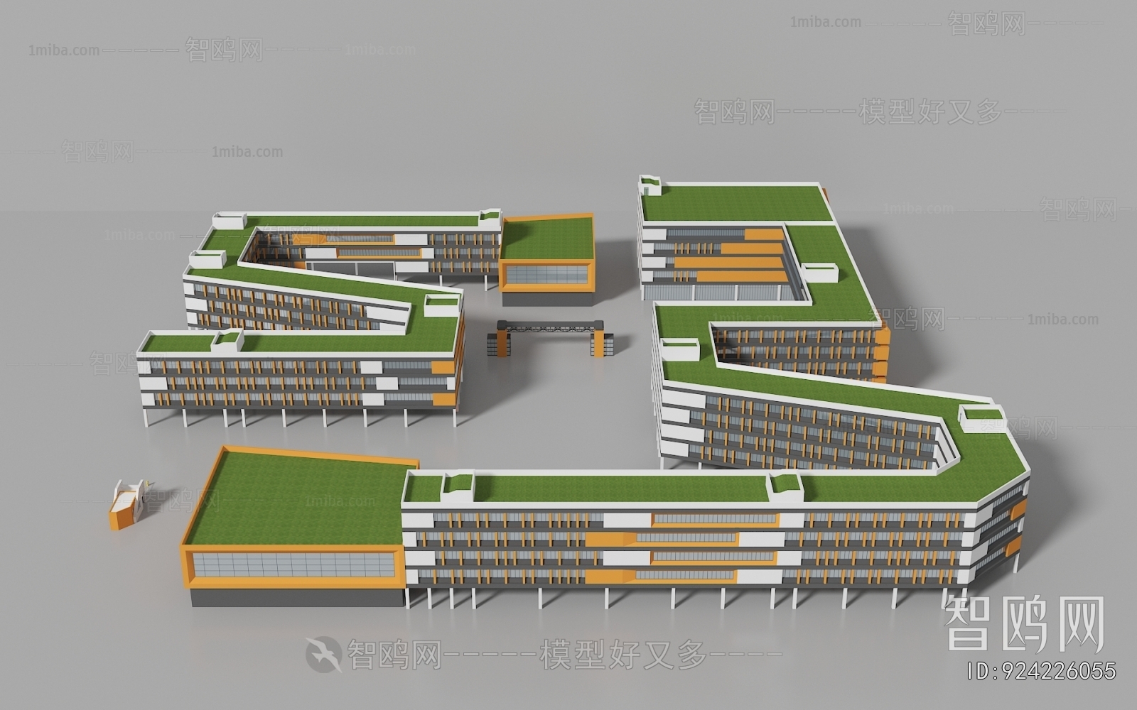 现代学校教学楼建筑组合