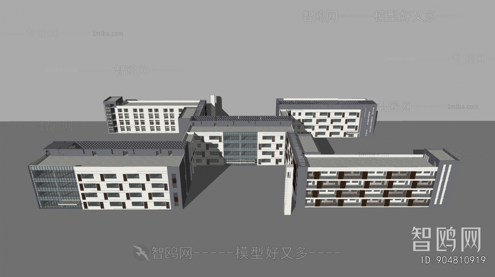 现代学校教学楼建筑组合