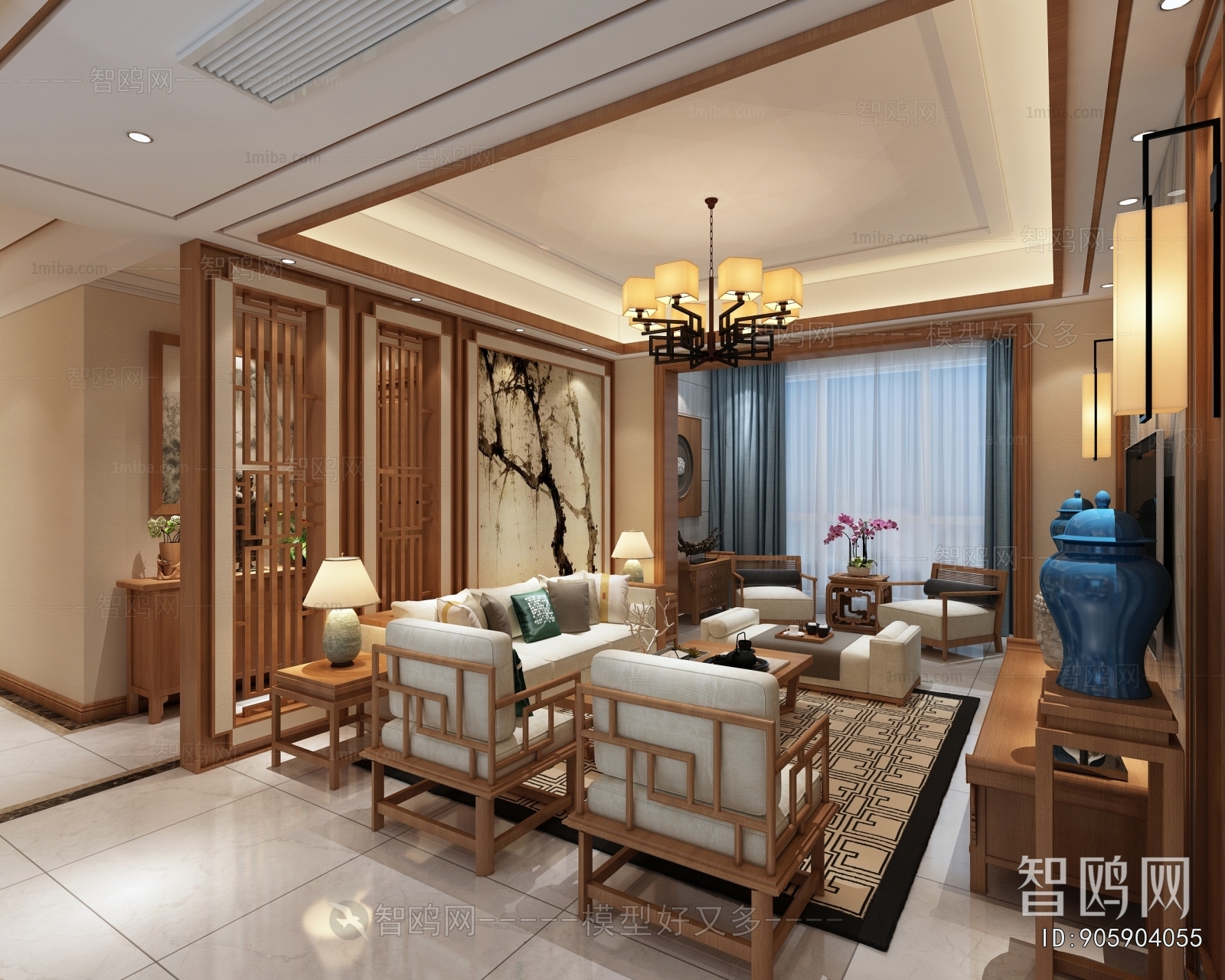 New Chinese Style A Living Room