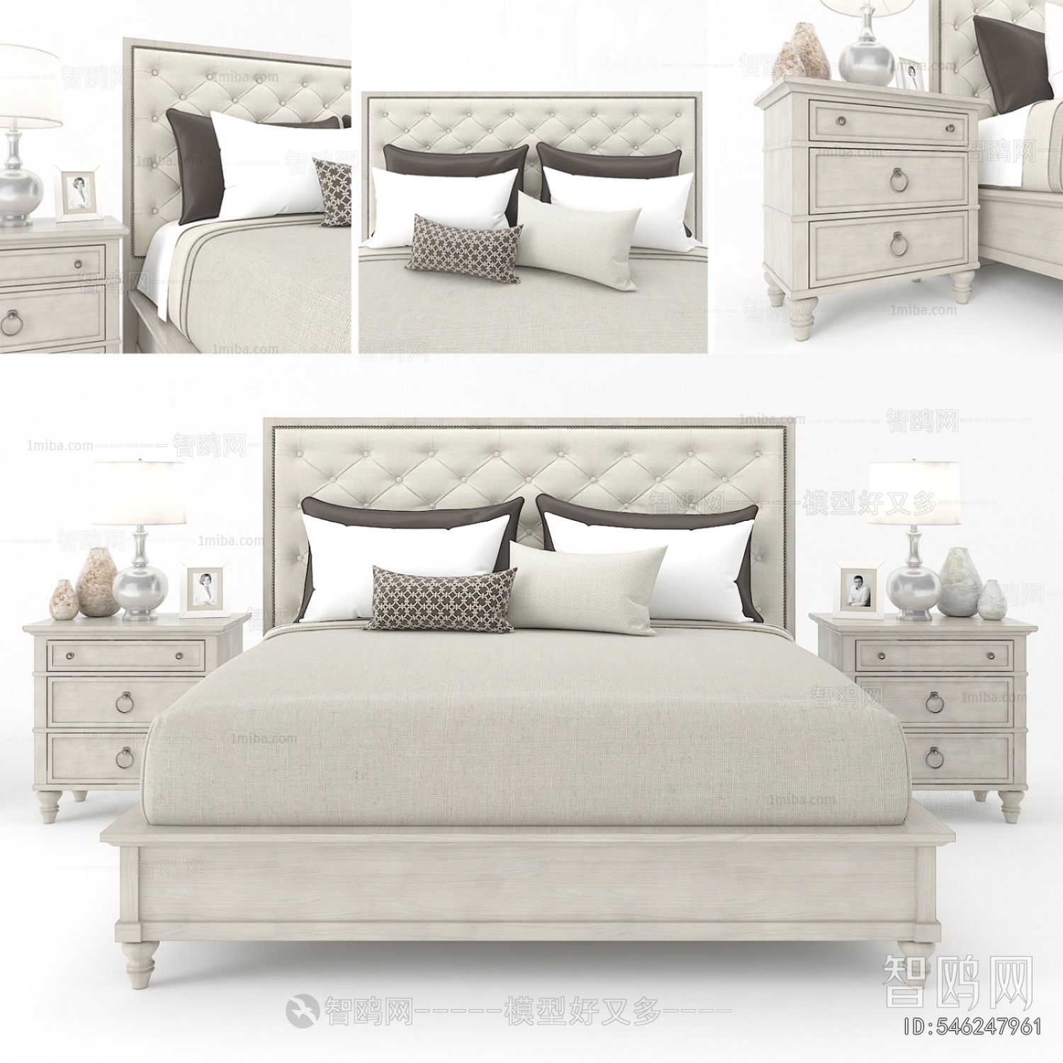 Simple European Style Double Bed