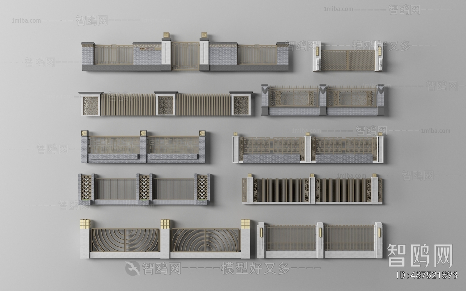 现代小区围墙组合