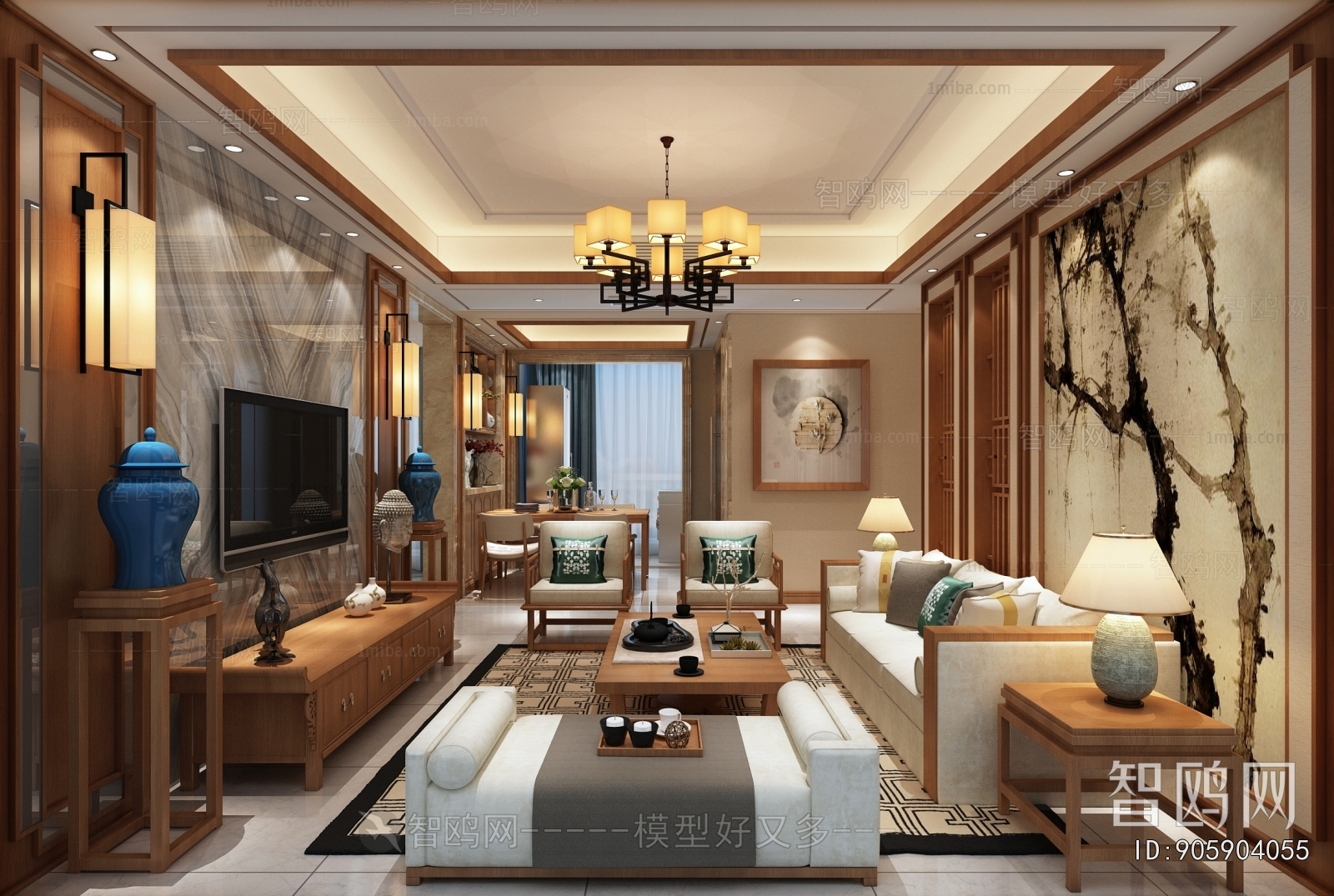 New Chinese Style A Living Room