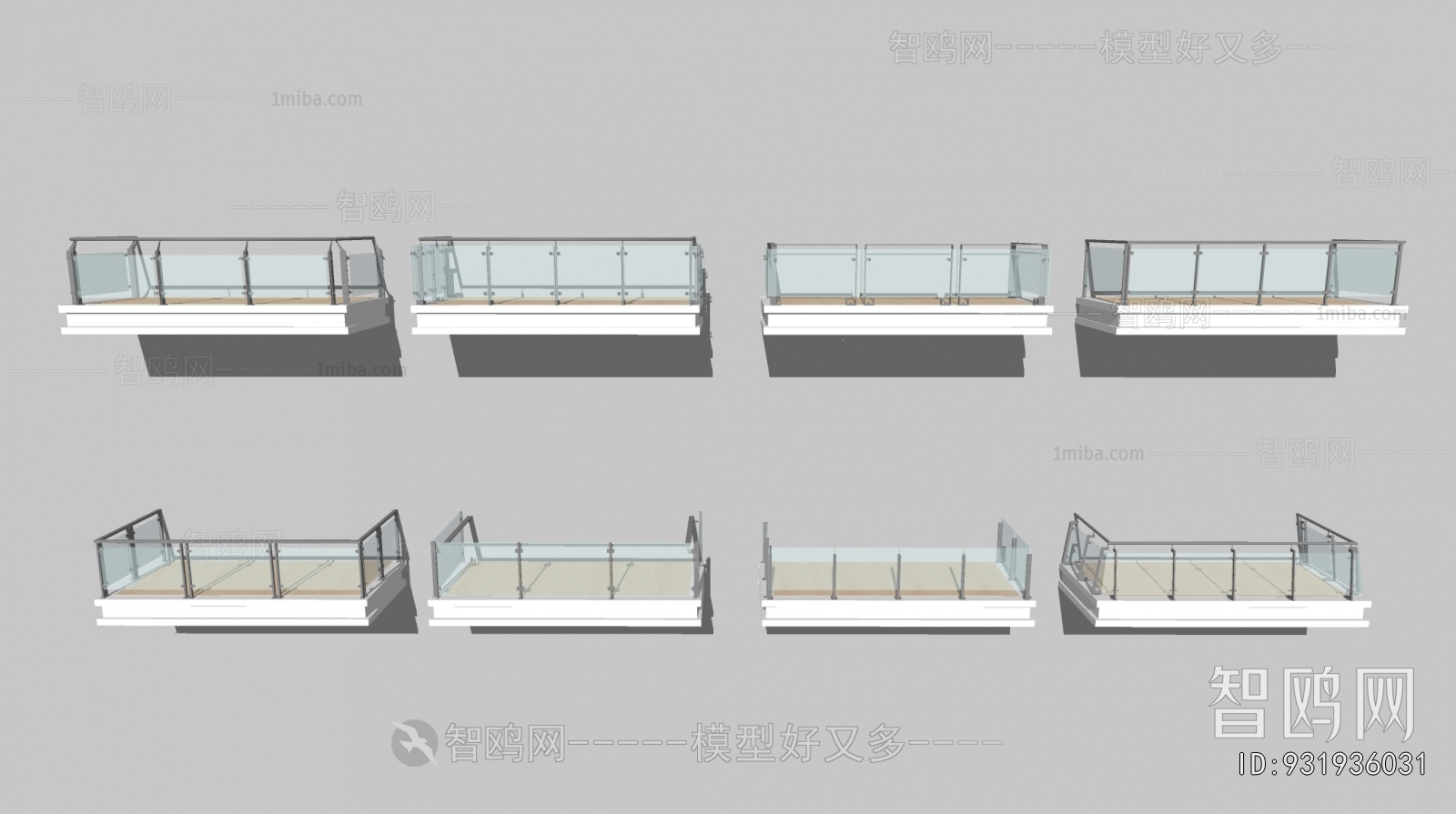 现代阳台玻璃栏杆护栏