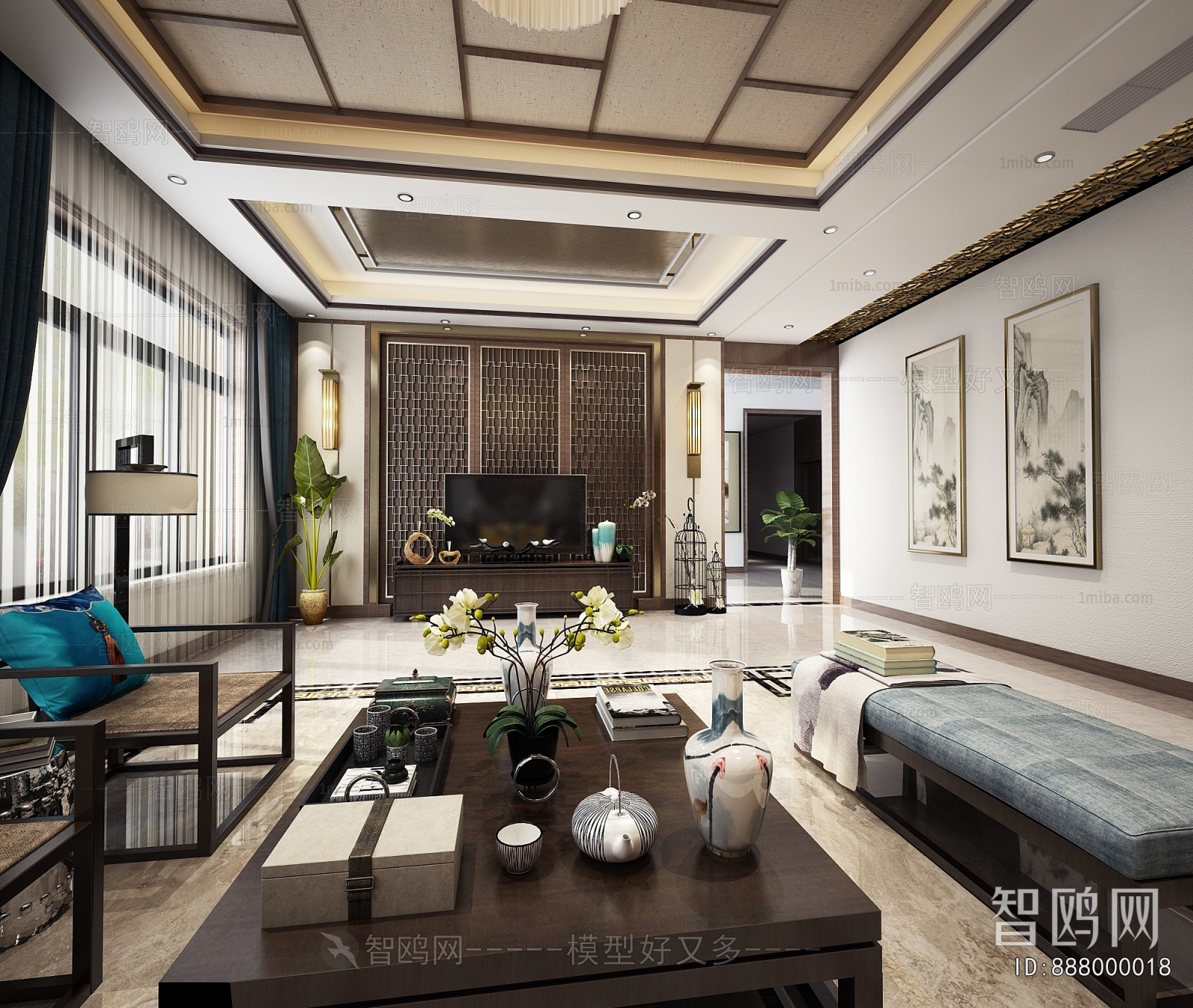 New Chinese Style A Living Room