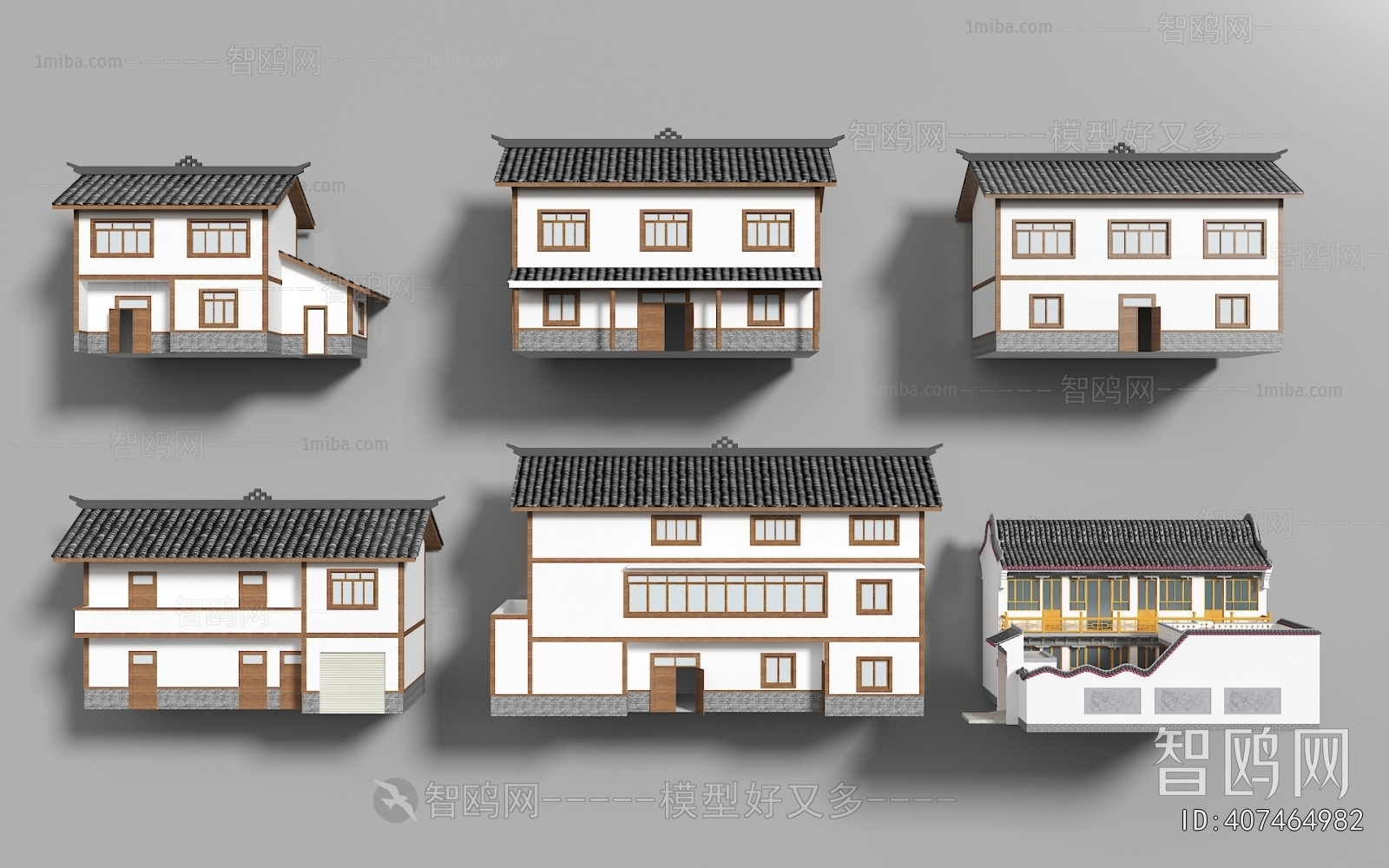 新中式农村自建房乡村民房建筑组合